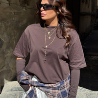 Shirt Zatanna con manicotti in cotone Marrone