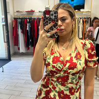 Dress a incrocio Rosso e Giallo