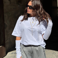 Shirt Zatanna con manicotti in cotone Bianca