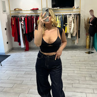 Top Erin con coprispalle Nero