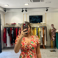 Dress a incrocio Pesca e Verde