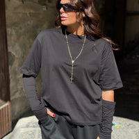 Shirt Zatanna con manicotti in cotone Nera