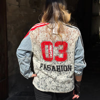 T-Shirt Cartoon con maniche in Denim