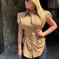 Camicia Smanicata Gilda Marrone