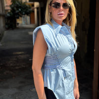 Camicia Smanicata Gilda Celeste