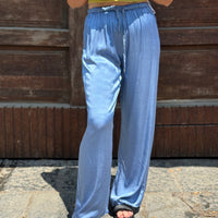Pantalone Satin Celeste Polvere