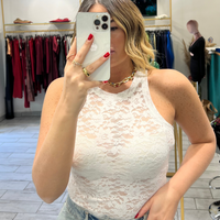 Canotta Last Bianco in pizzo