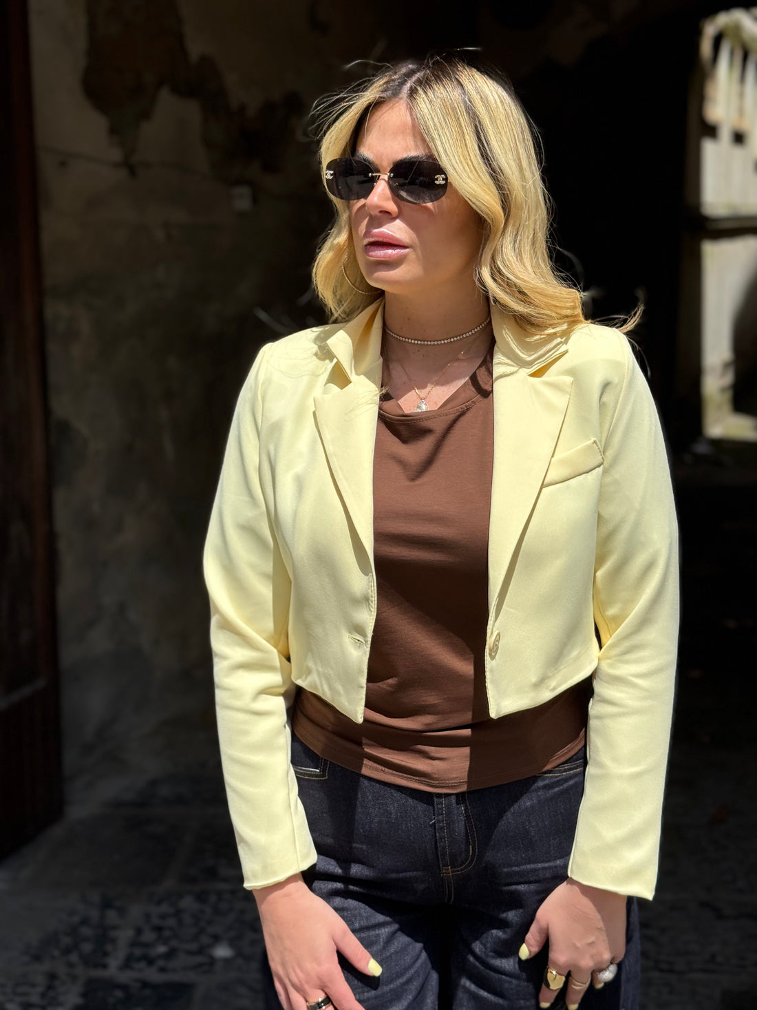 Giacca Crop Asid Gialla