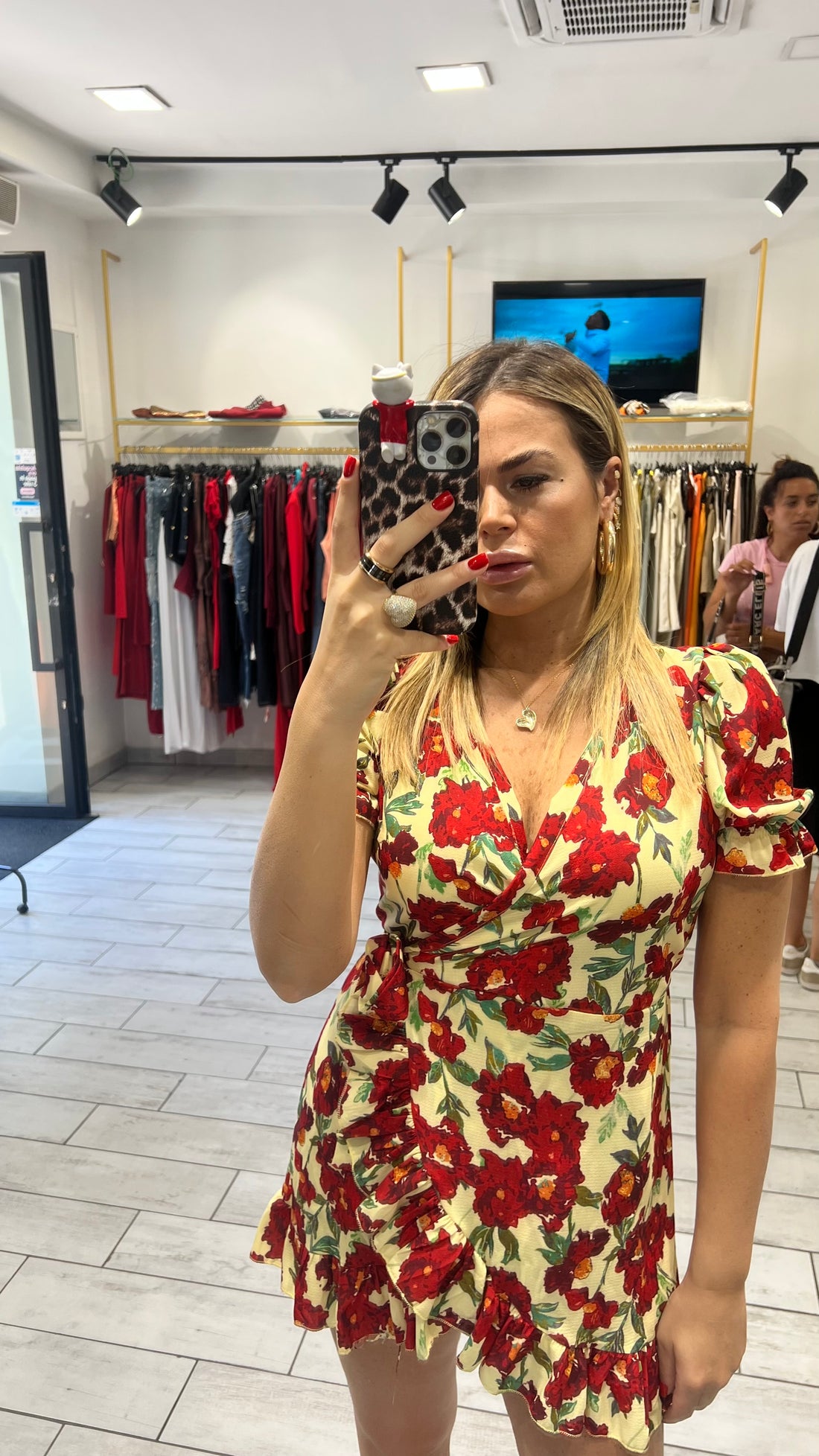 Dress a incrocio Rosso e Giallo