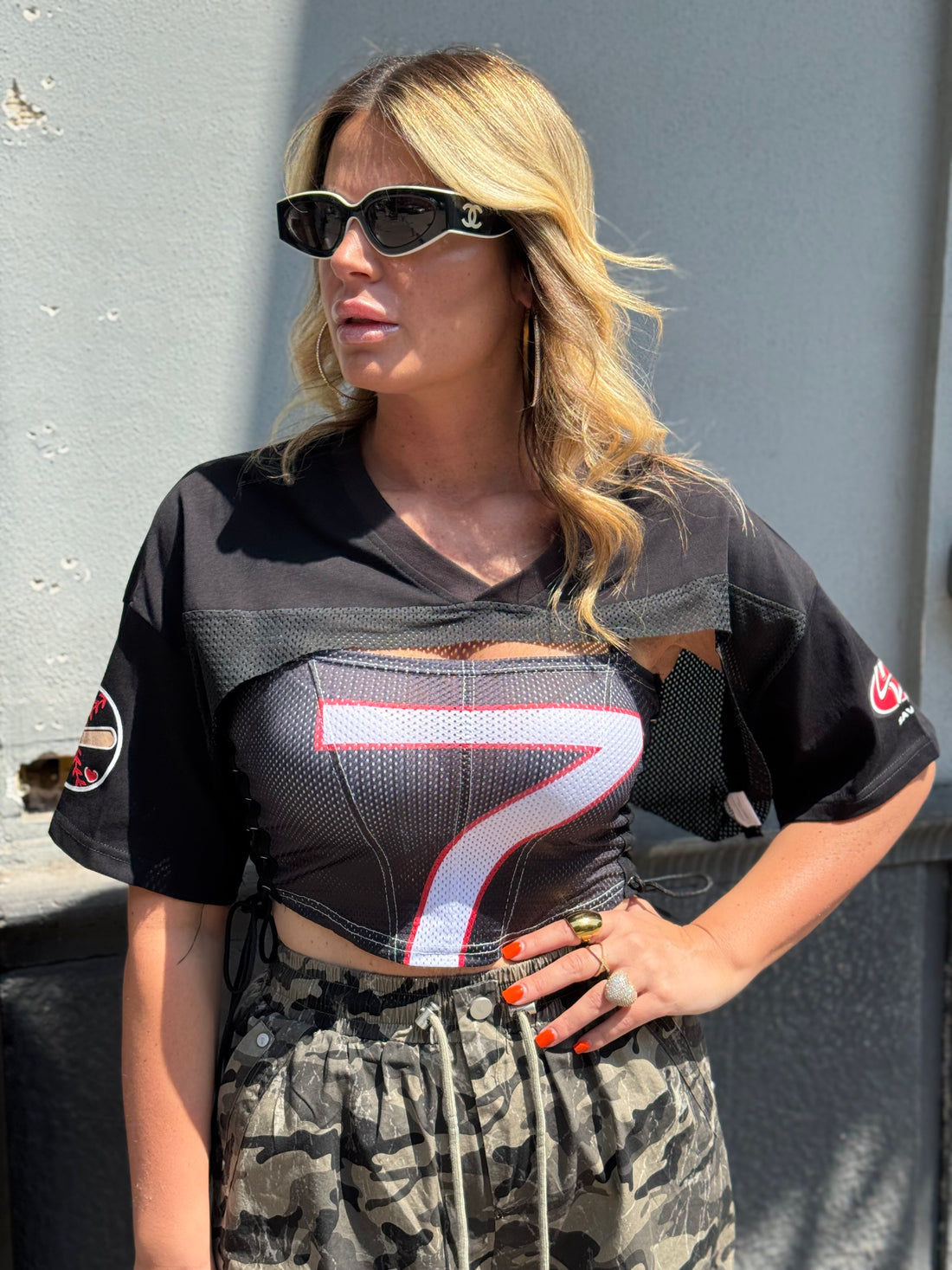 Top Lea con coprispalle Nero
