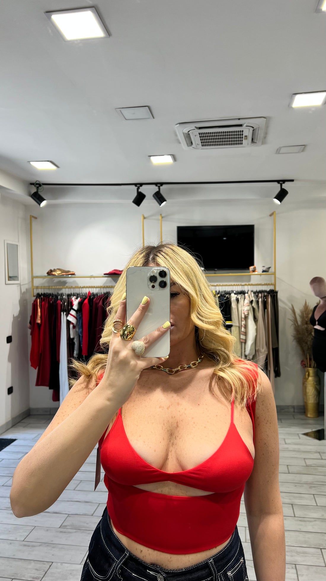 Top Erin con coprispalle Rosso