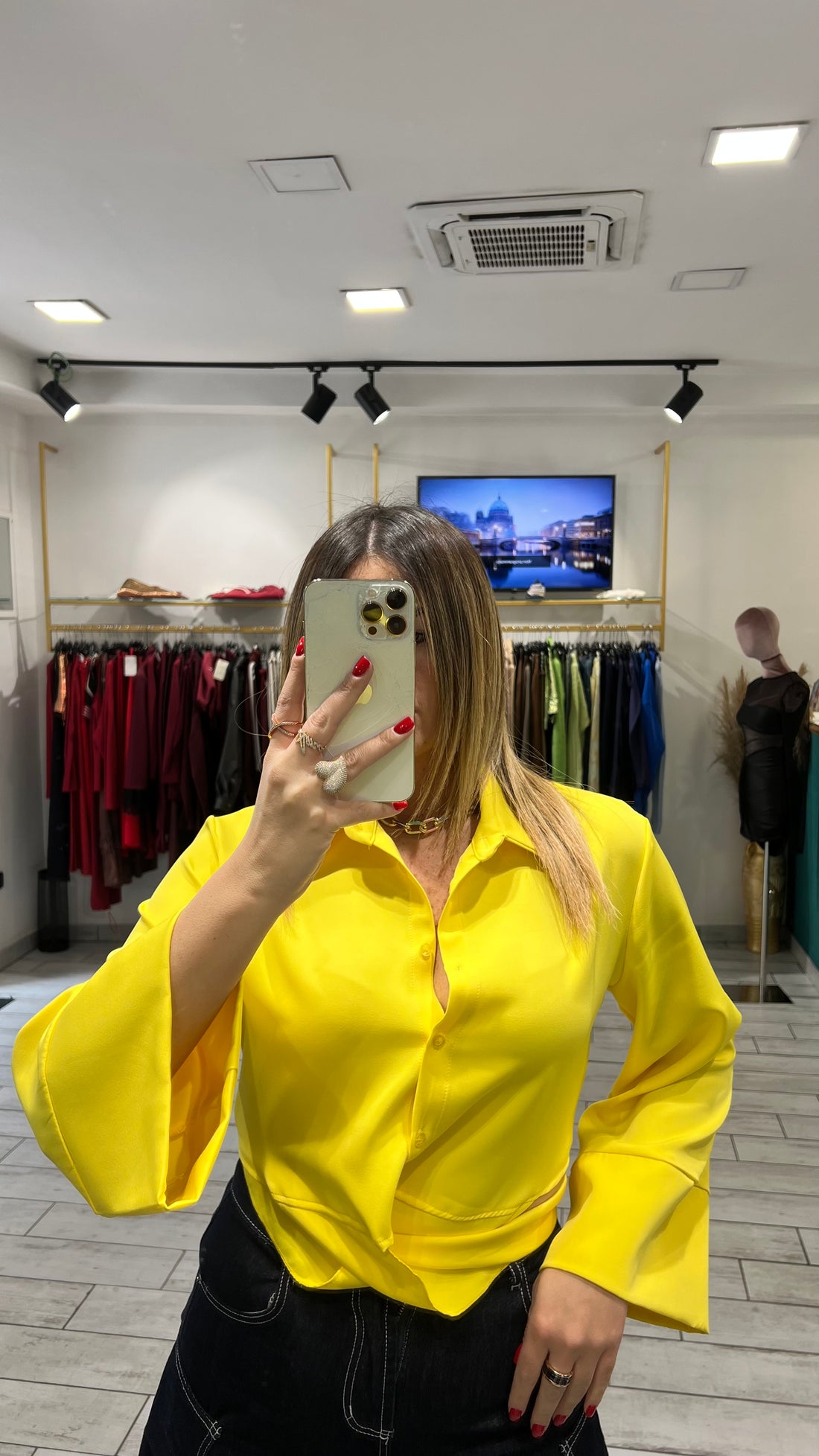 Camicia a incrociatina Gialla