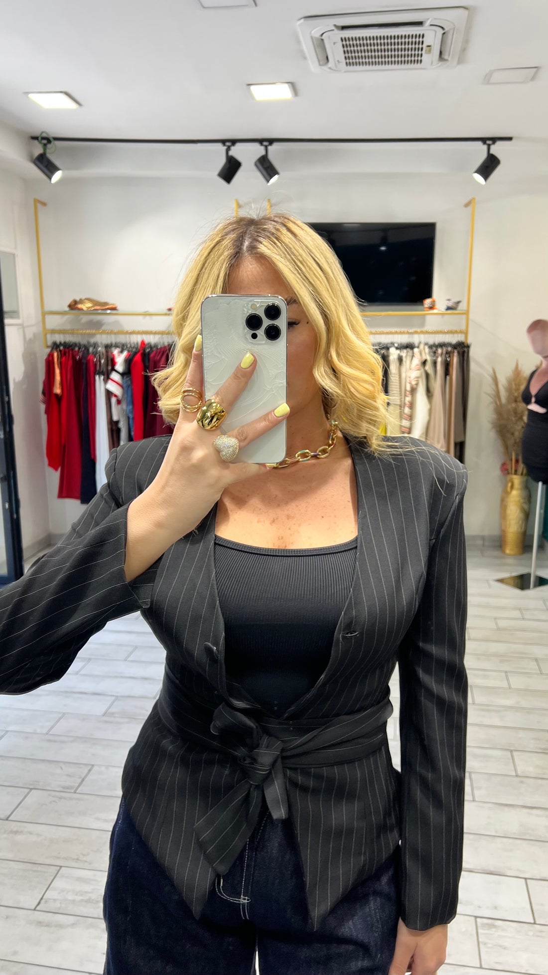 Blazer Steffy Gessato Nero