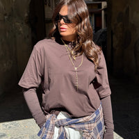 Shirt Zatanna con manicotti in cotone Marrone