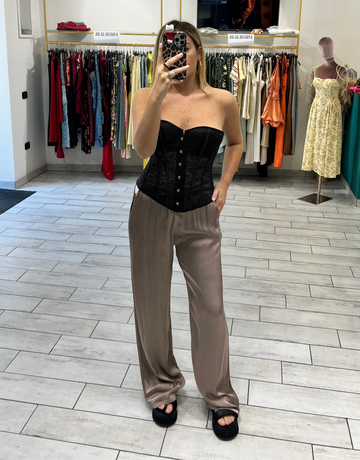 Pantalone Satin Grigio Perla