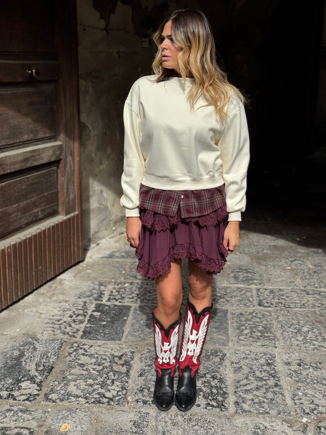 Gonna Brooke Bordo a pantaloncino