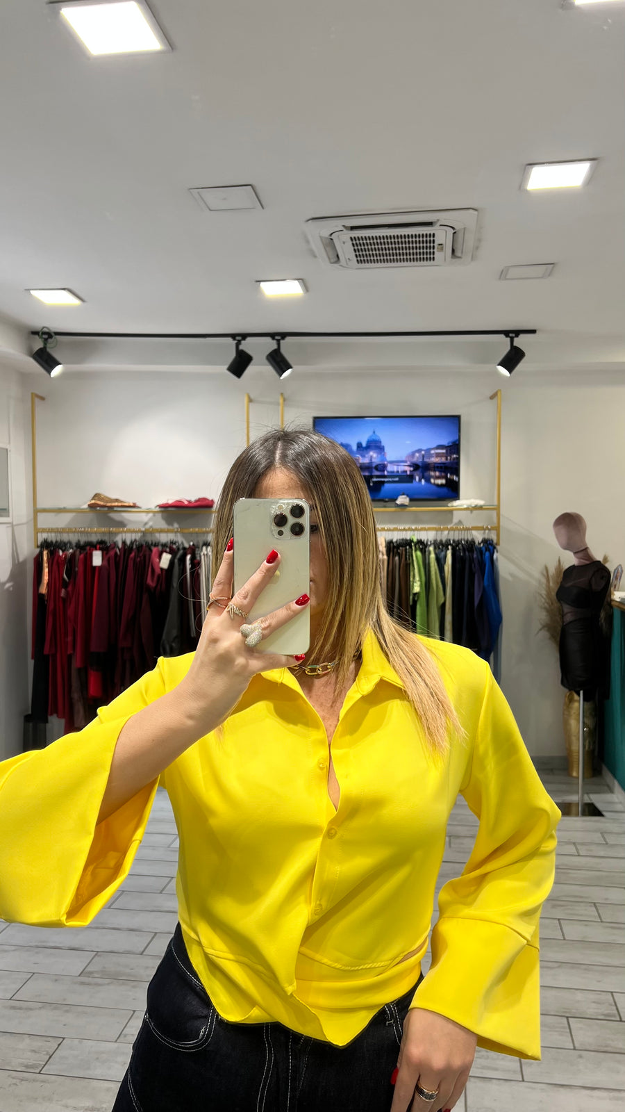 Camicia a incrociatina Gialla