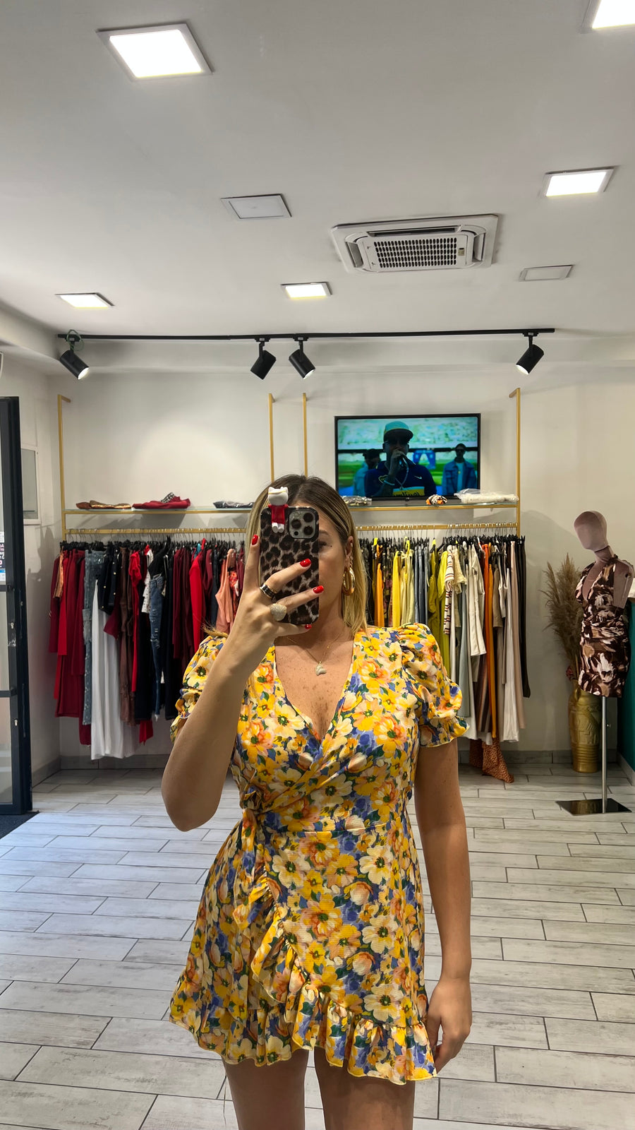 Dress a incrocio Giallo e Blu