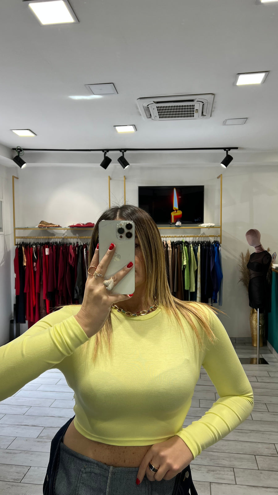 Maglia Crop Isa Gialla
