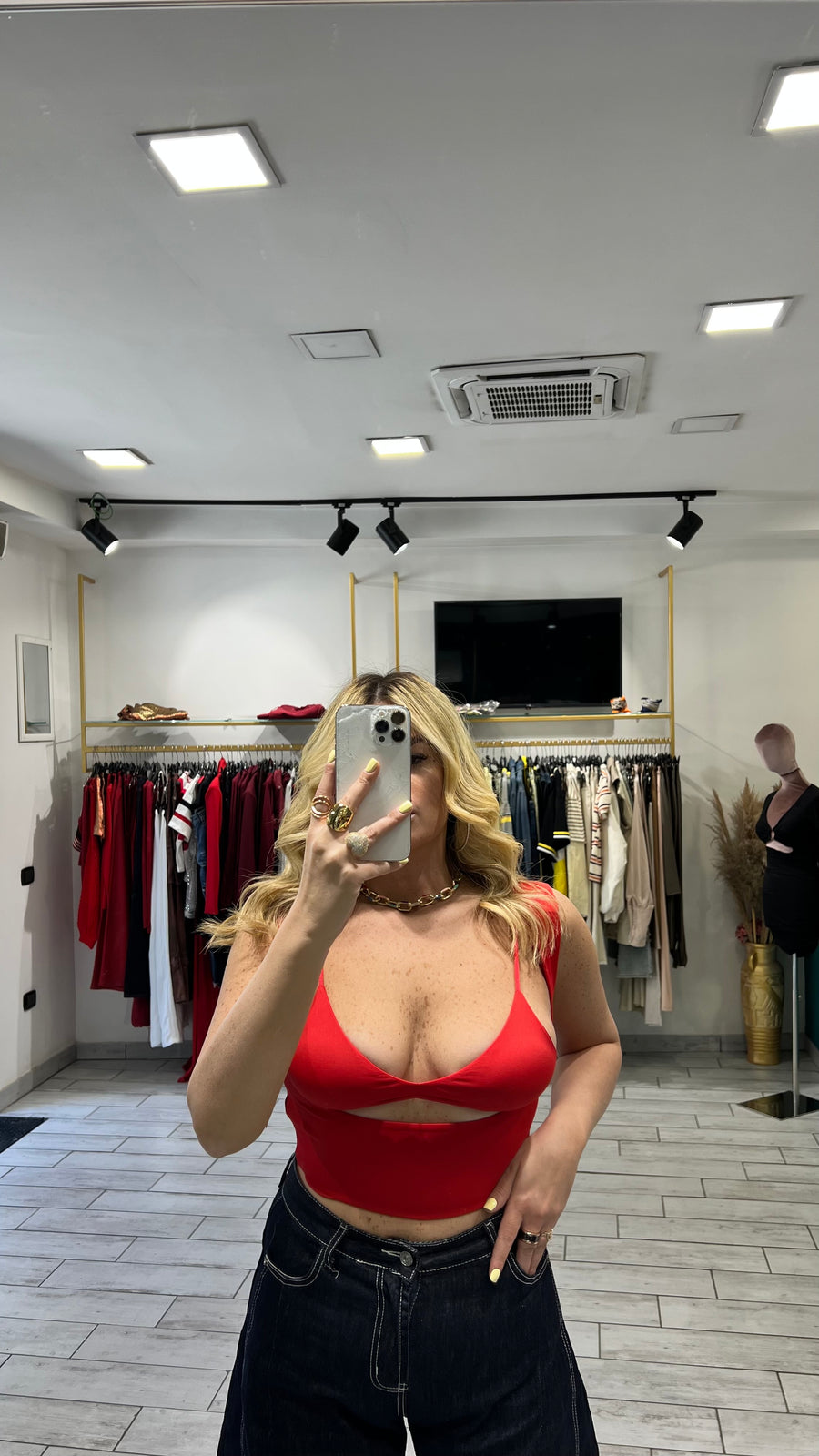 Top Erin con coprispalle Rosso