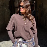 Shirt Zatanna con manicotti in cotone Marrone