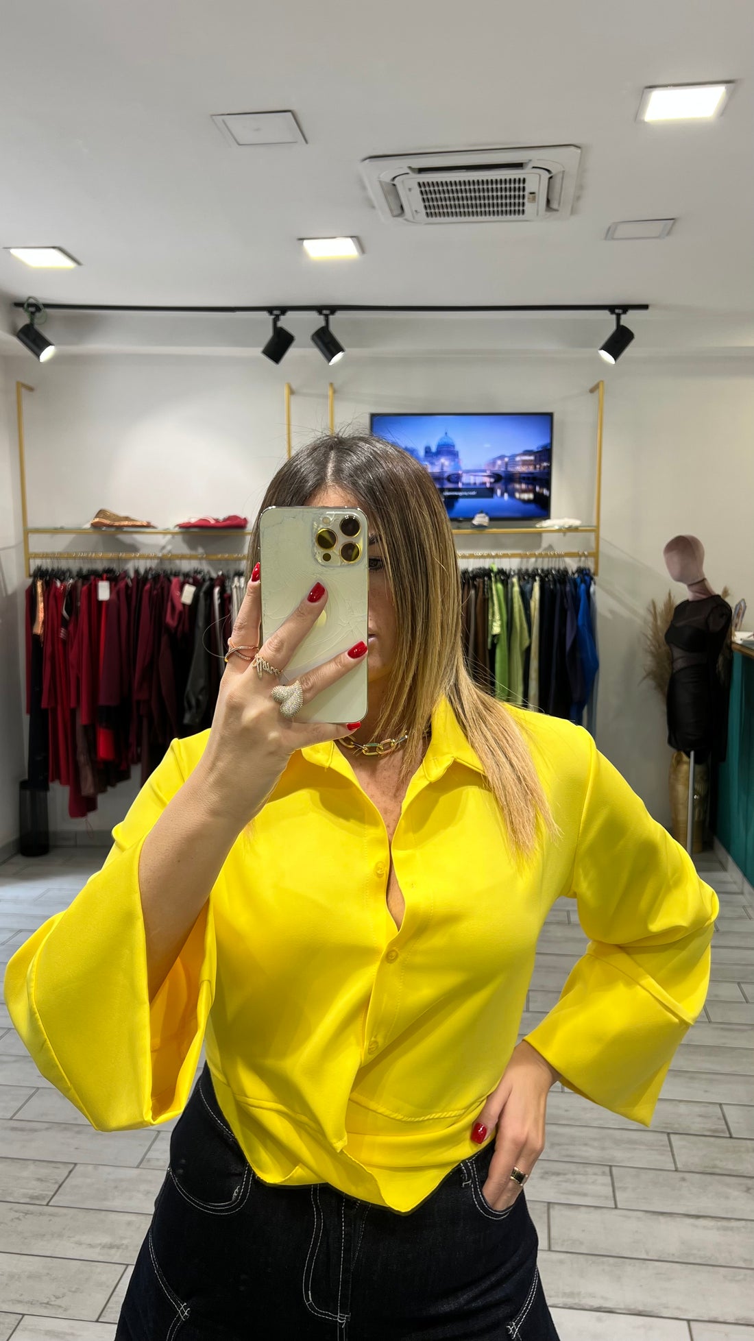 Camicia a incrociatina Gialla