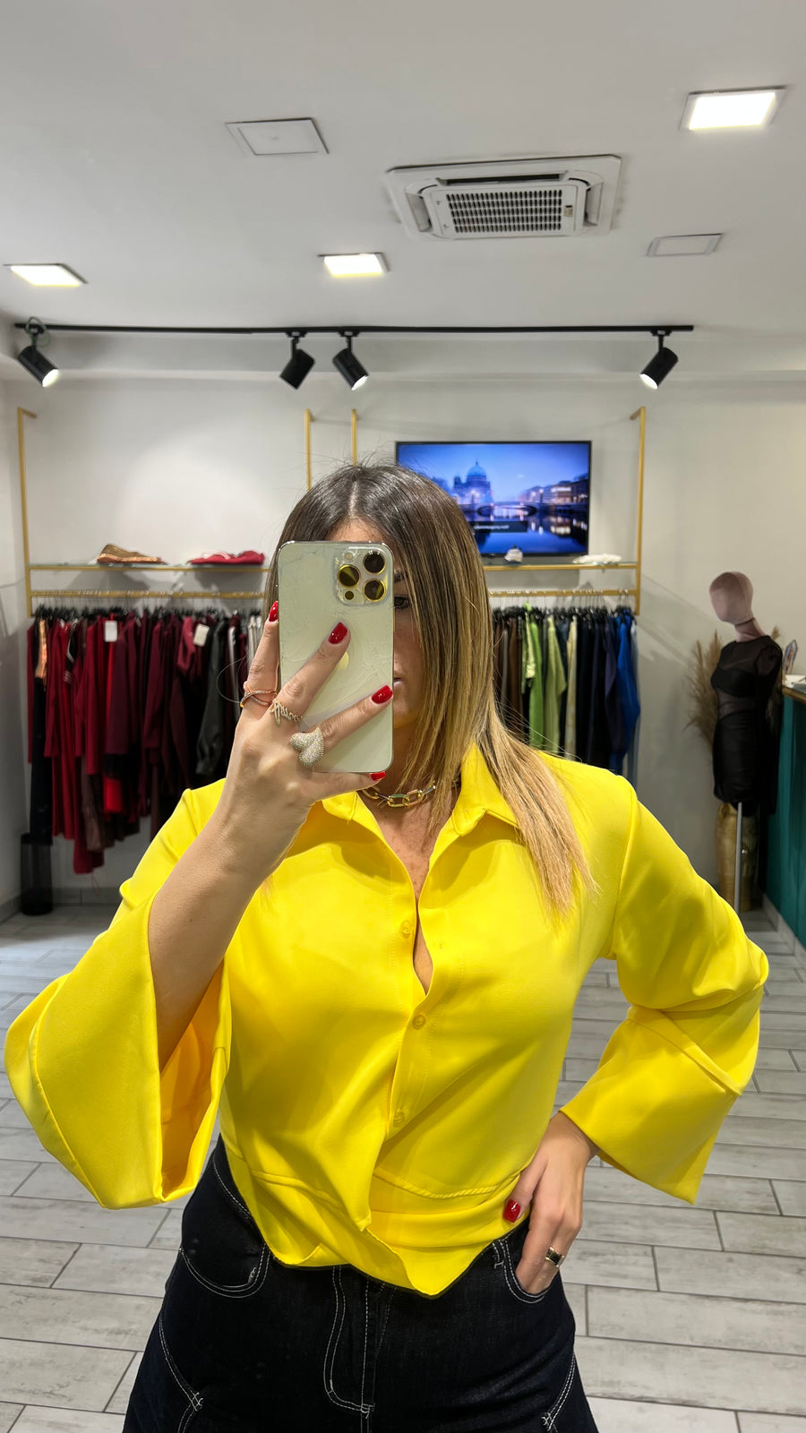 Camicia a incrociatina Gialla