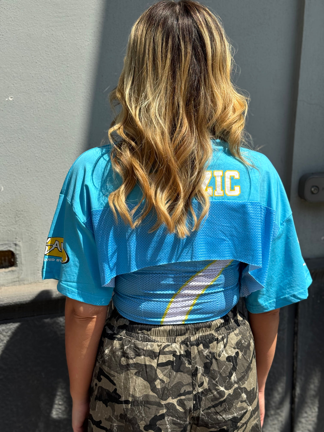 Top Lea con coprispalle Azzurro