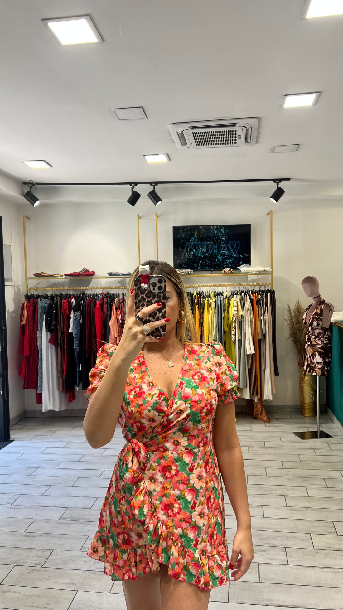 Dress a incrocio Pesca e Verde