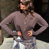 Shirt Zatanna con manicotti in cotone Marrone