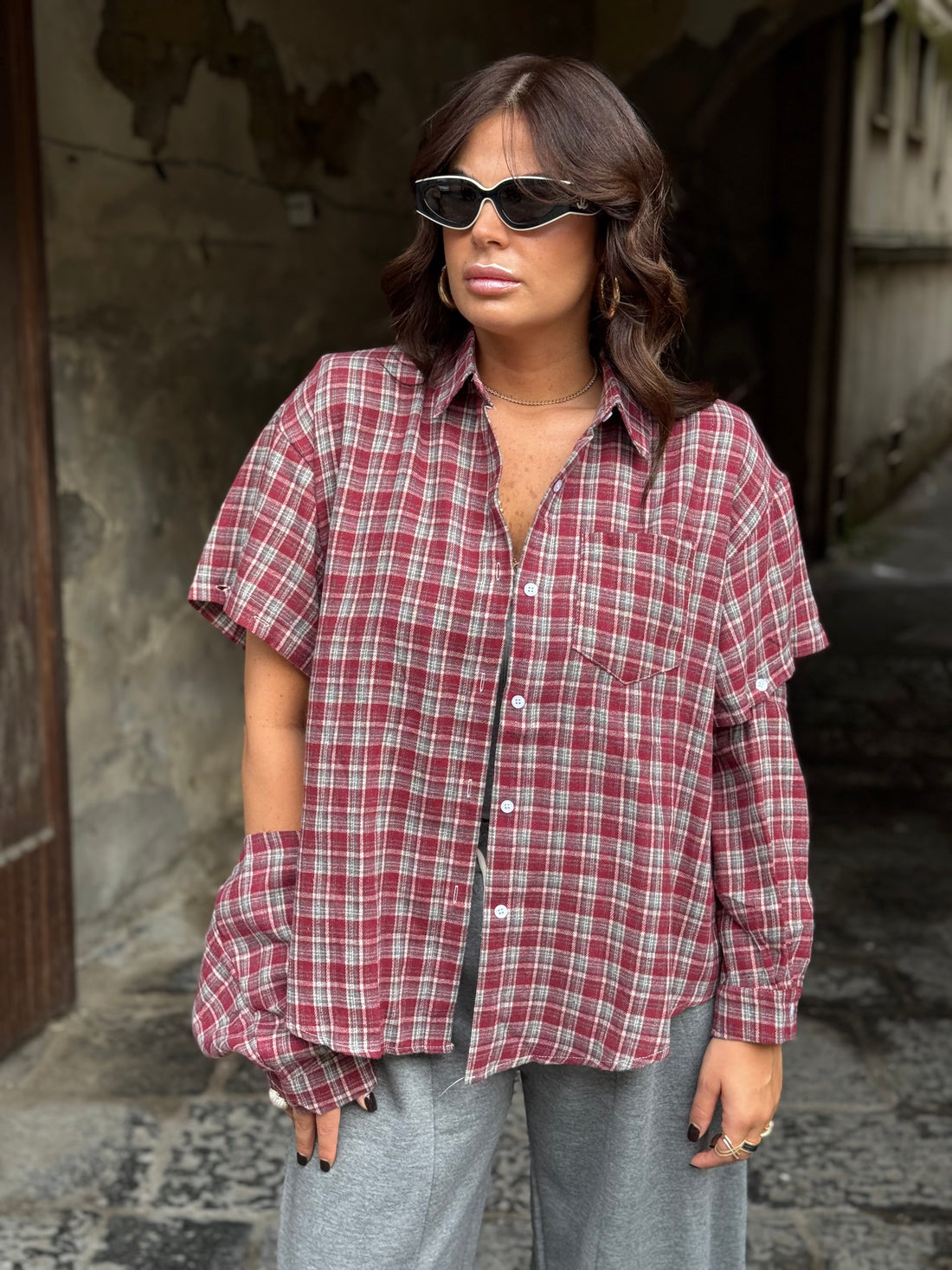 Camicia Willy Bordo/Grigia
