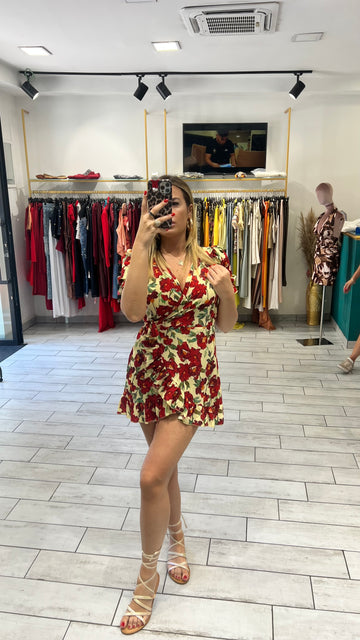 Dress a incrocio Rosso e Giallo