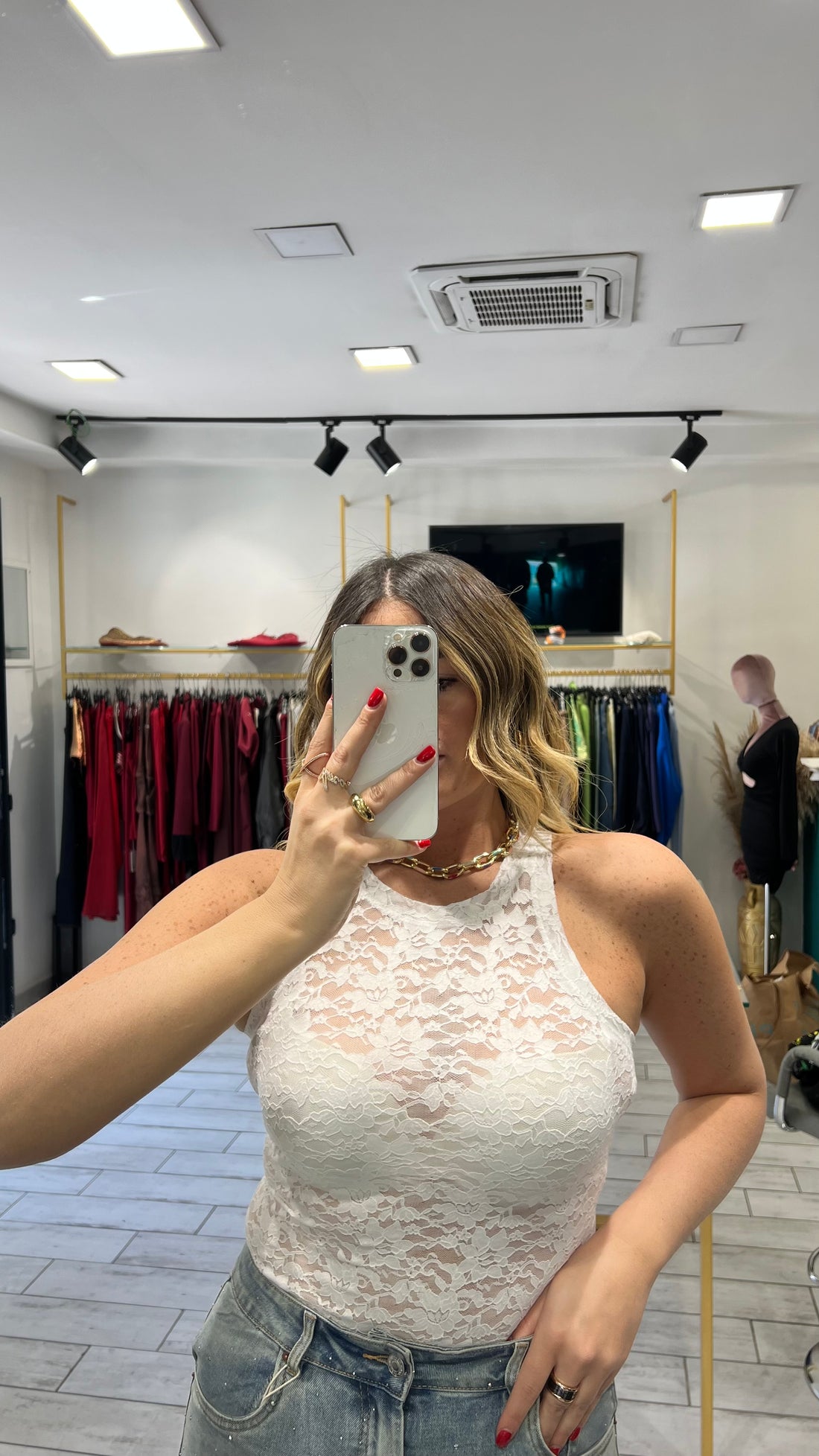 Canotta Last Bianco in pizzo