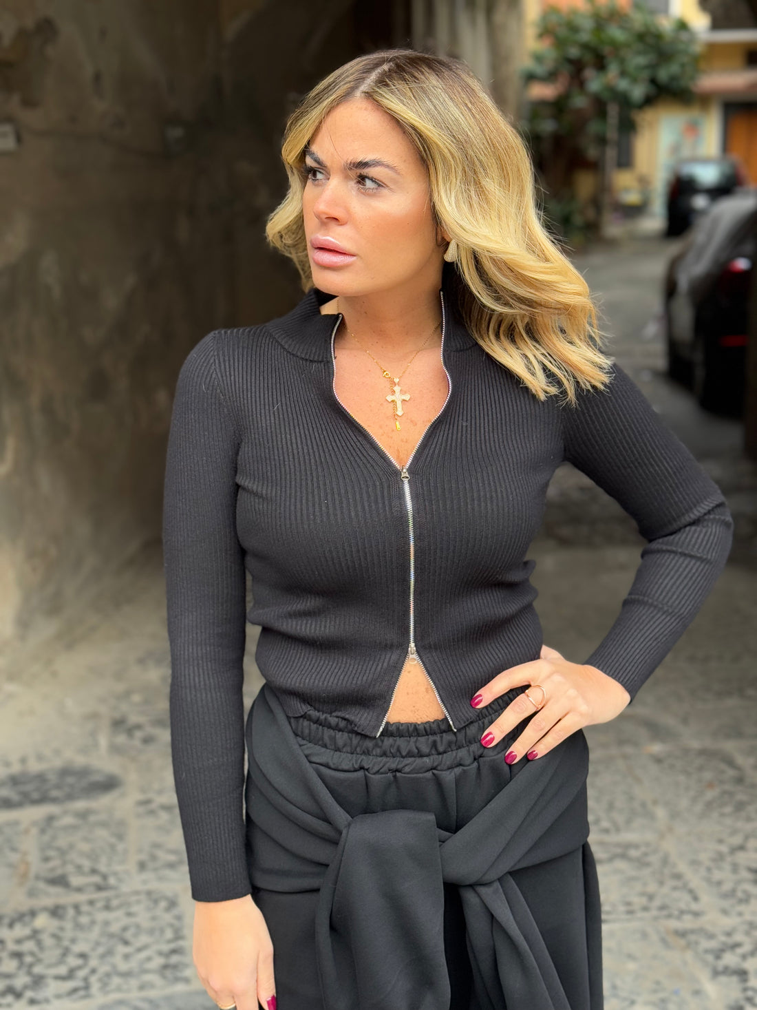 Maglioncino Siena Nero con zip