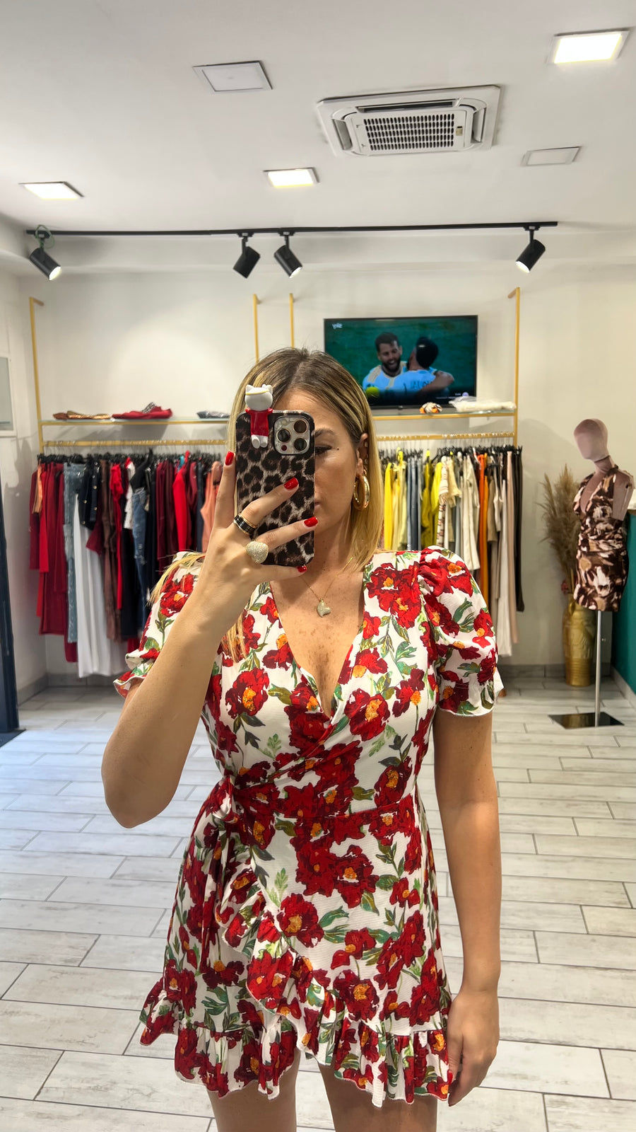 Dress a incrocio Rosso e Bianco