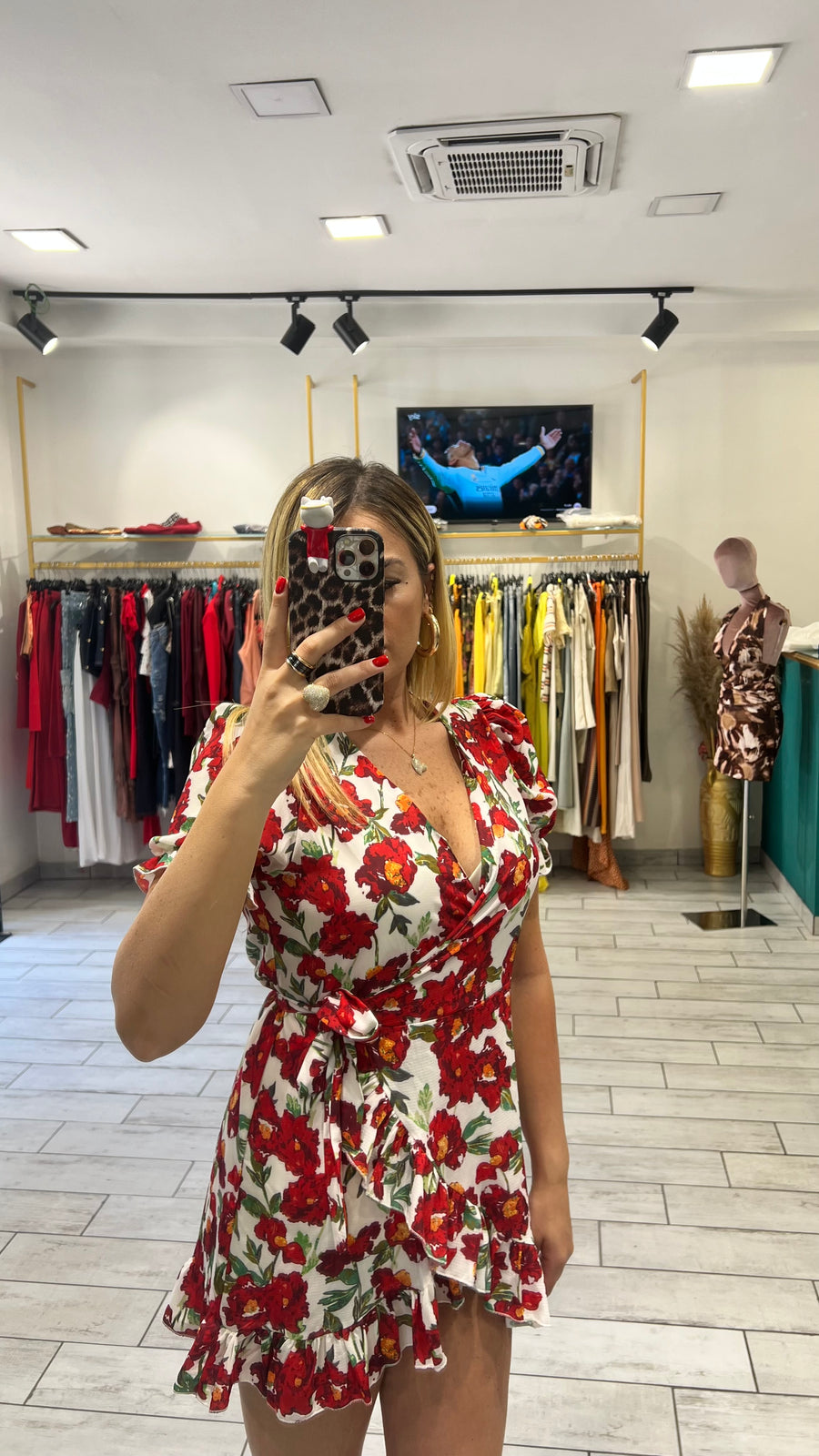 Dress a incrocio Rosso e Bianco