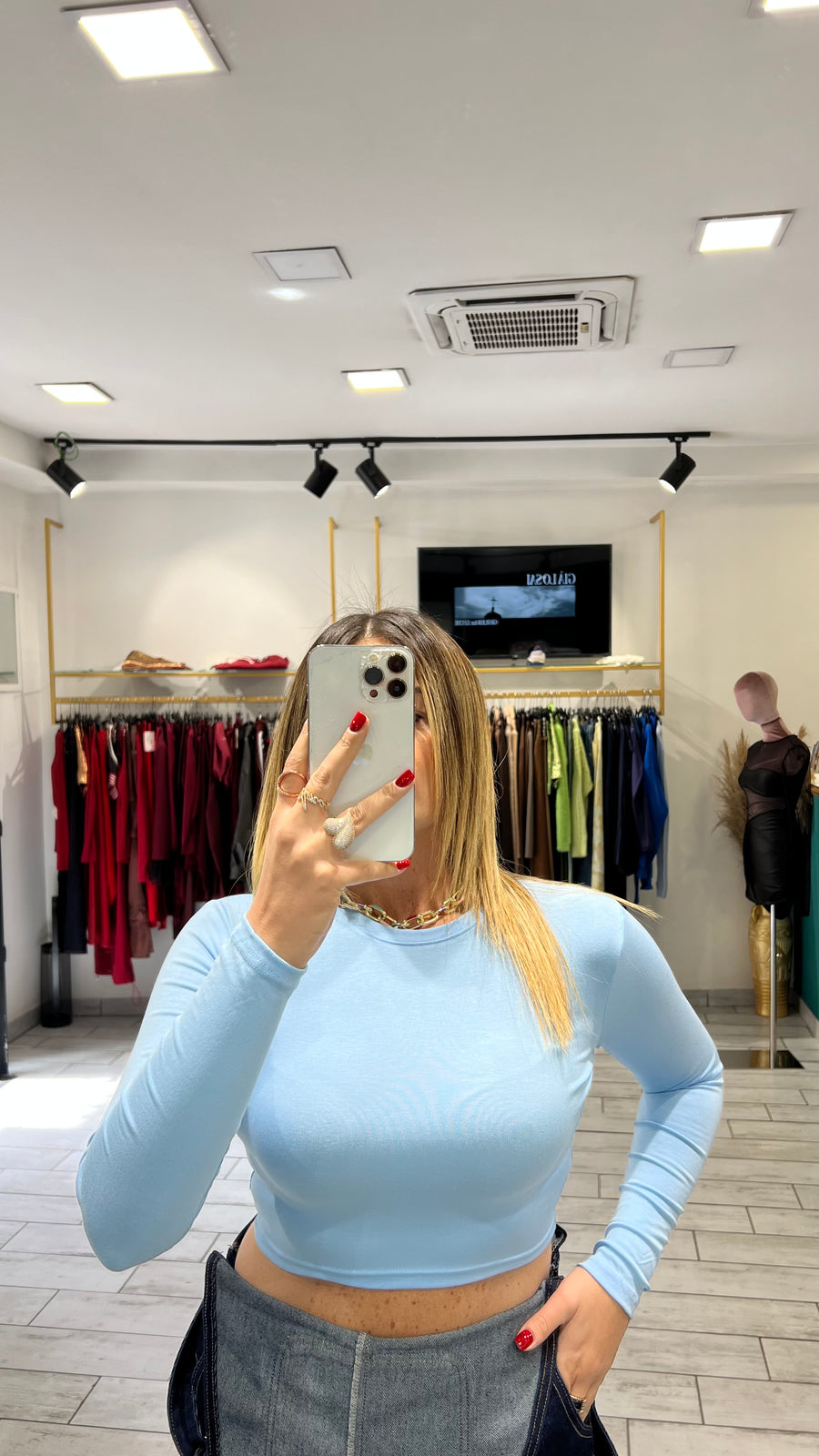 Maglia Crop Isa Celeste