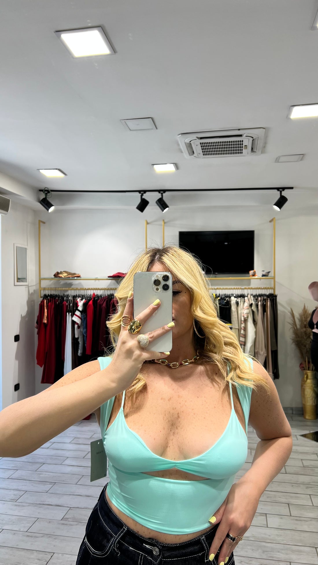 Top Erin con coprispalle Verde Acqua