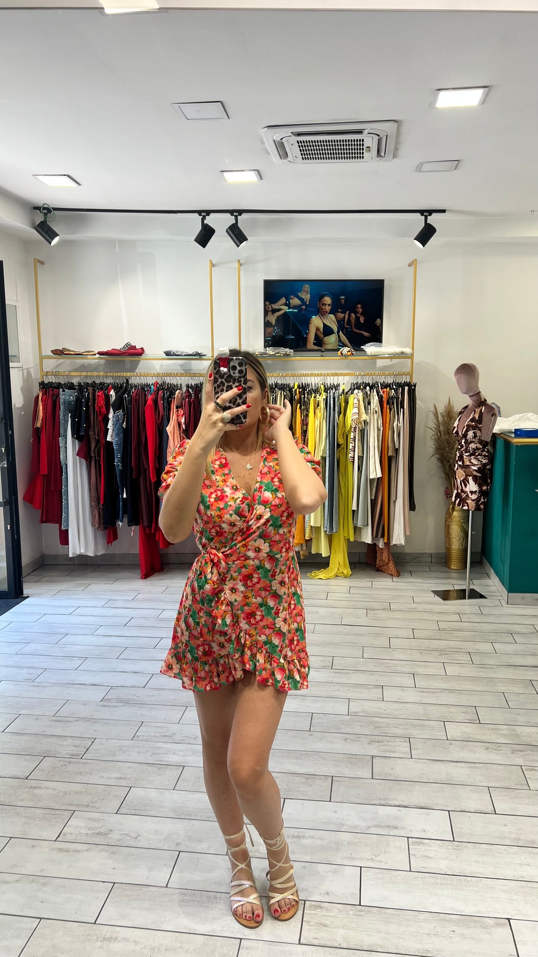 Dress a incrocio Pesca e Verde