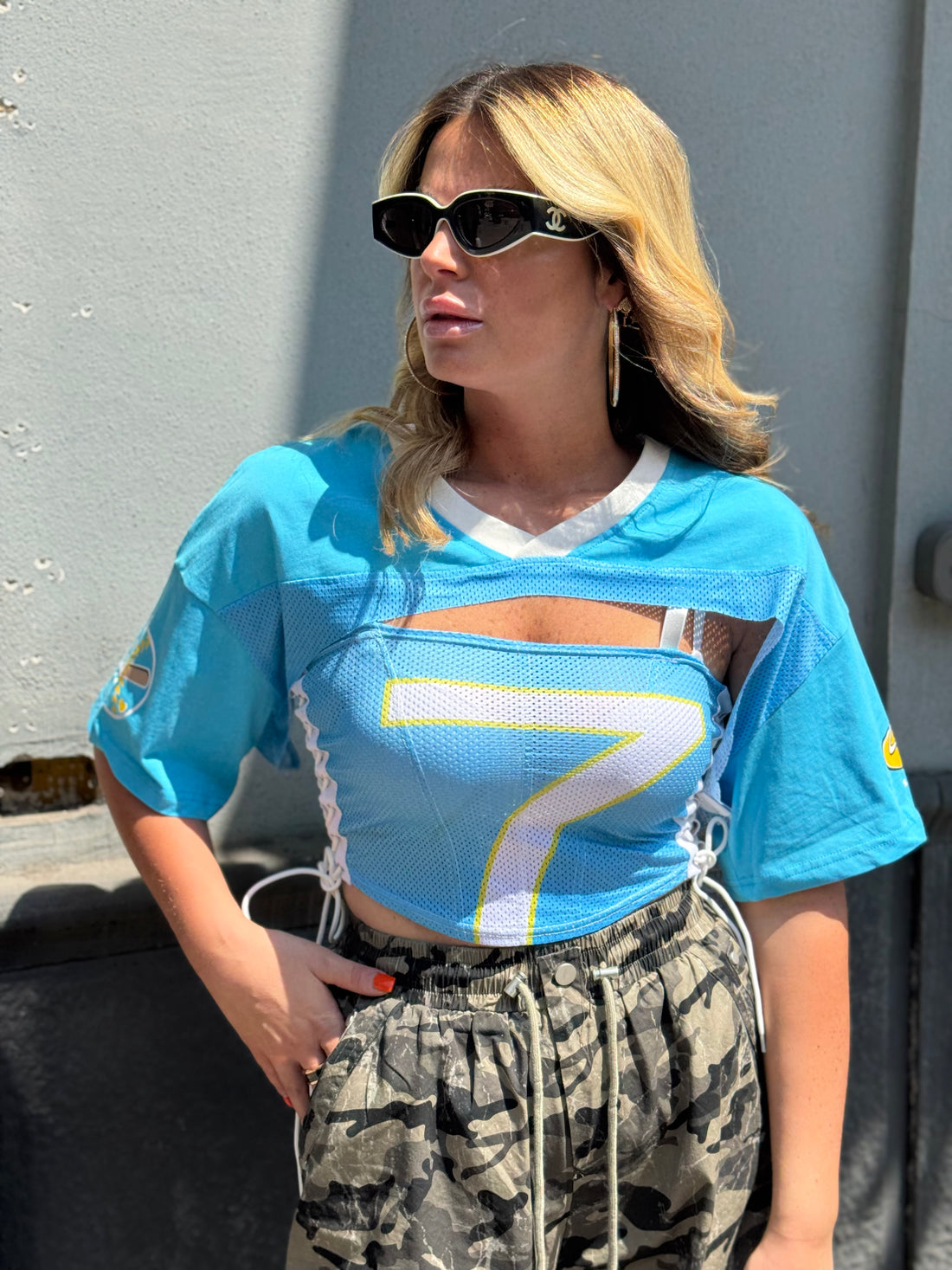 Top Lea con coprispalle Azzurro