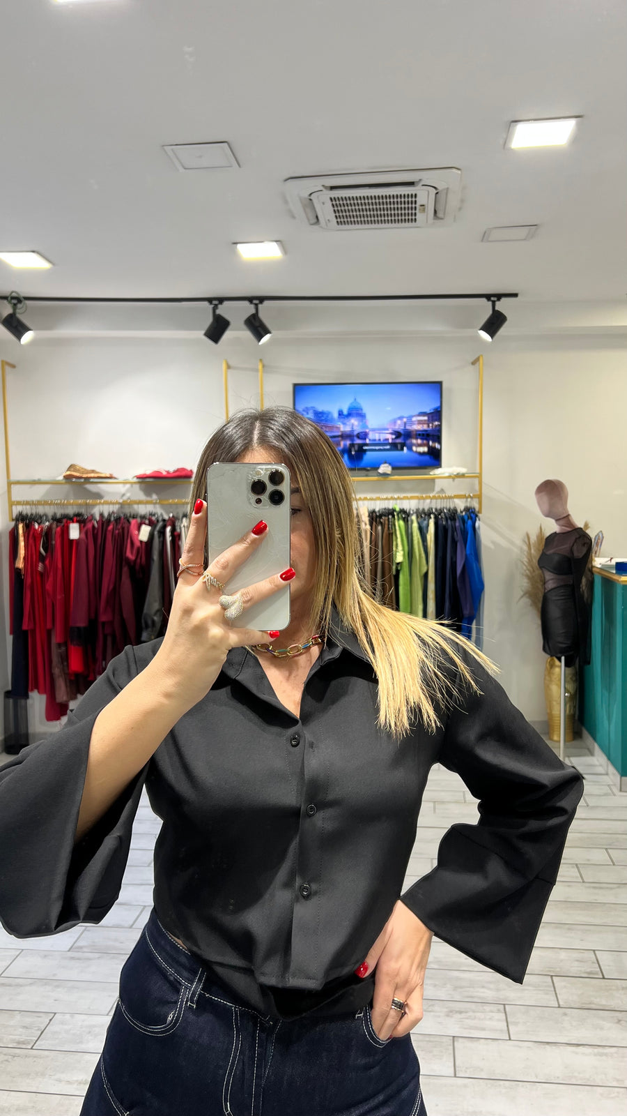 Camicia a incrociatina Nera