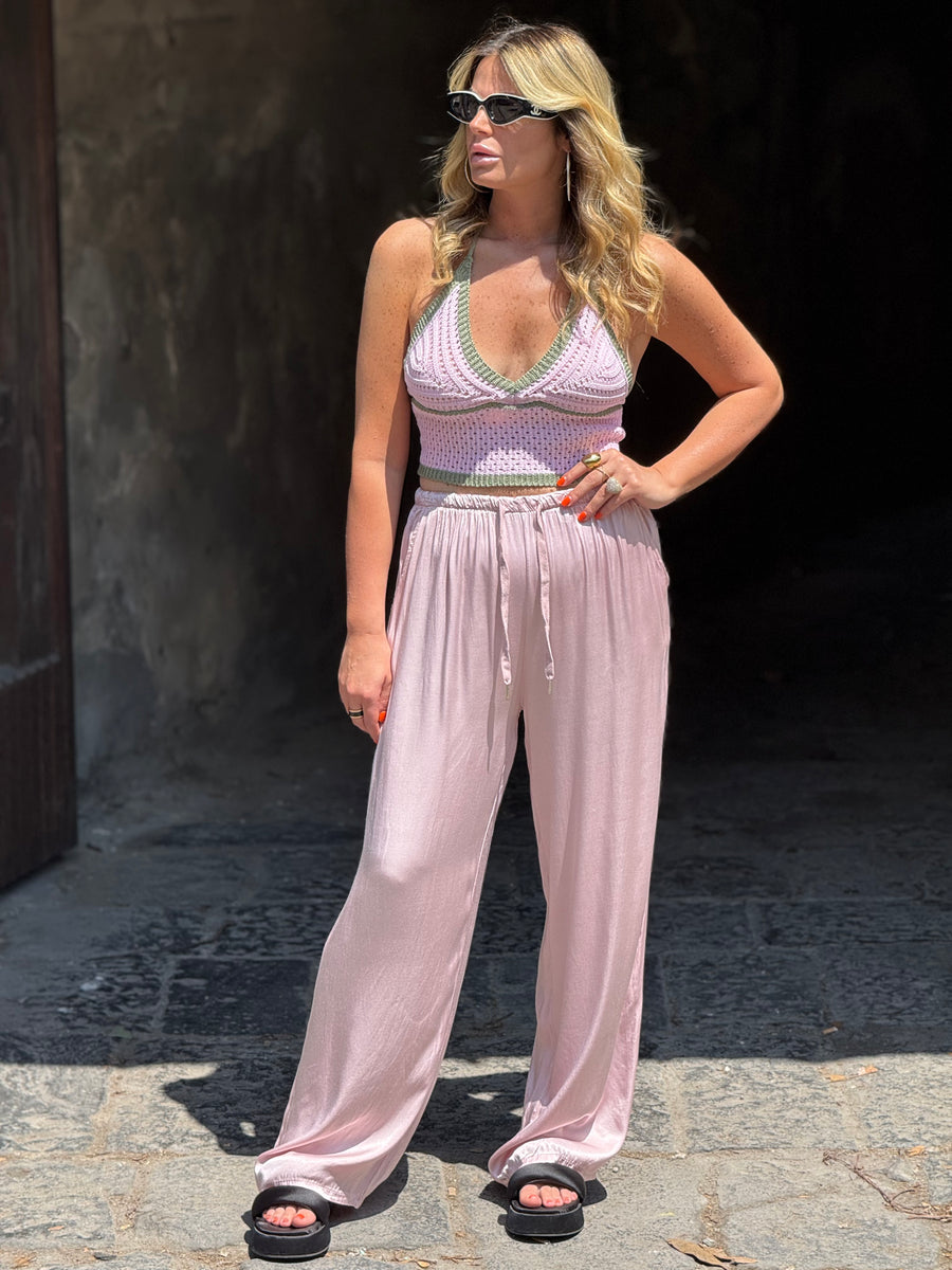Pantalone Satin Rosa