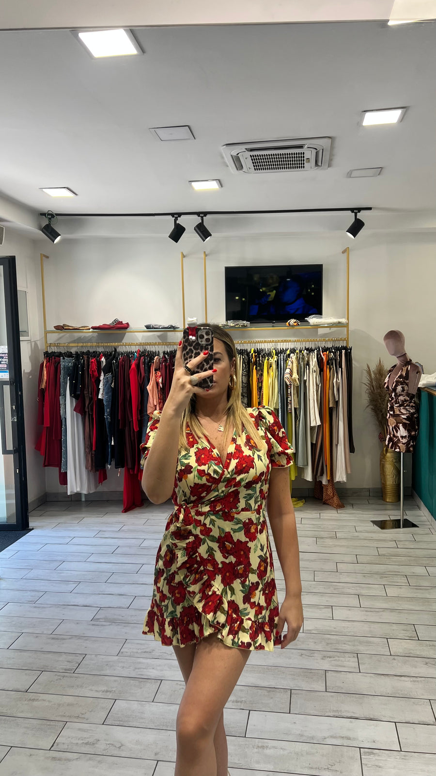 Dress a incrocio Rosso e Giallo
