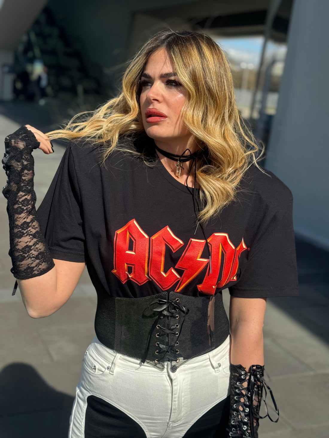 T-Shirt Rock ACDC Red Gold