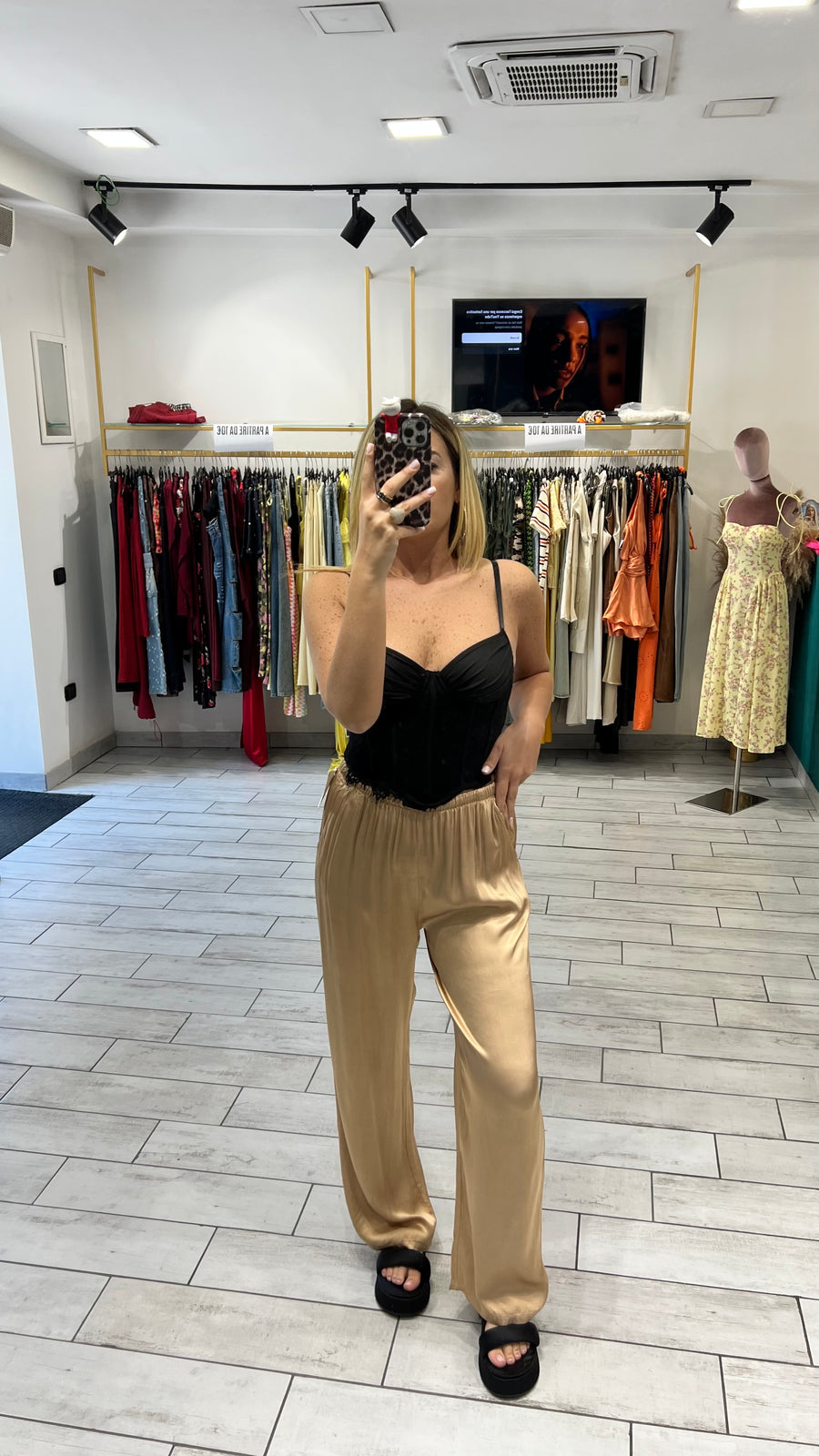 Pantalone Satin Oro