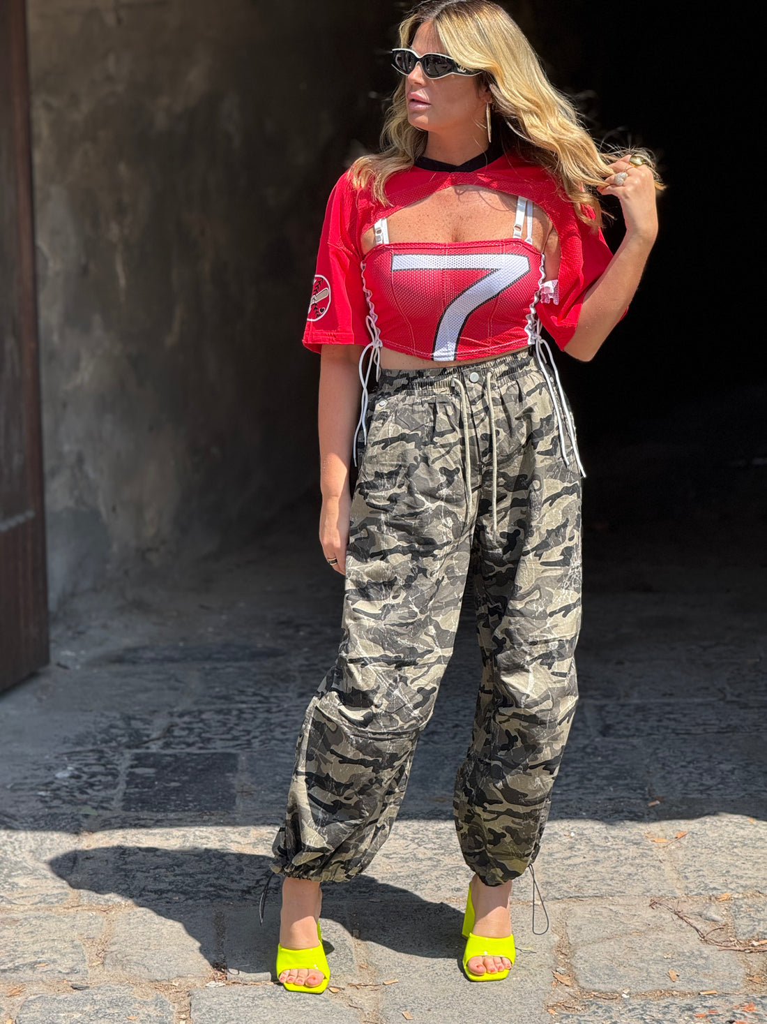 Top Lea con coprispalle Rosso