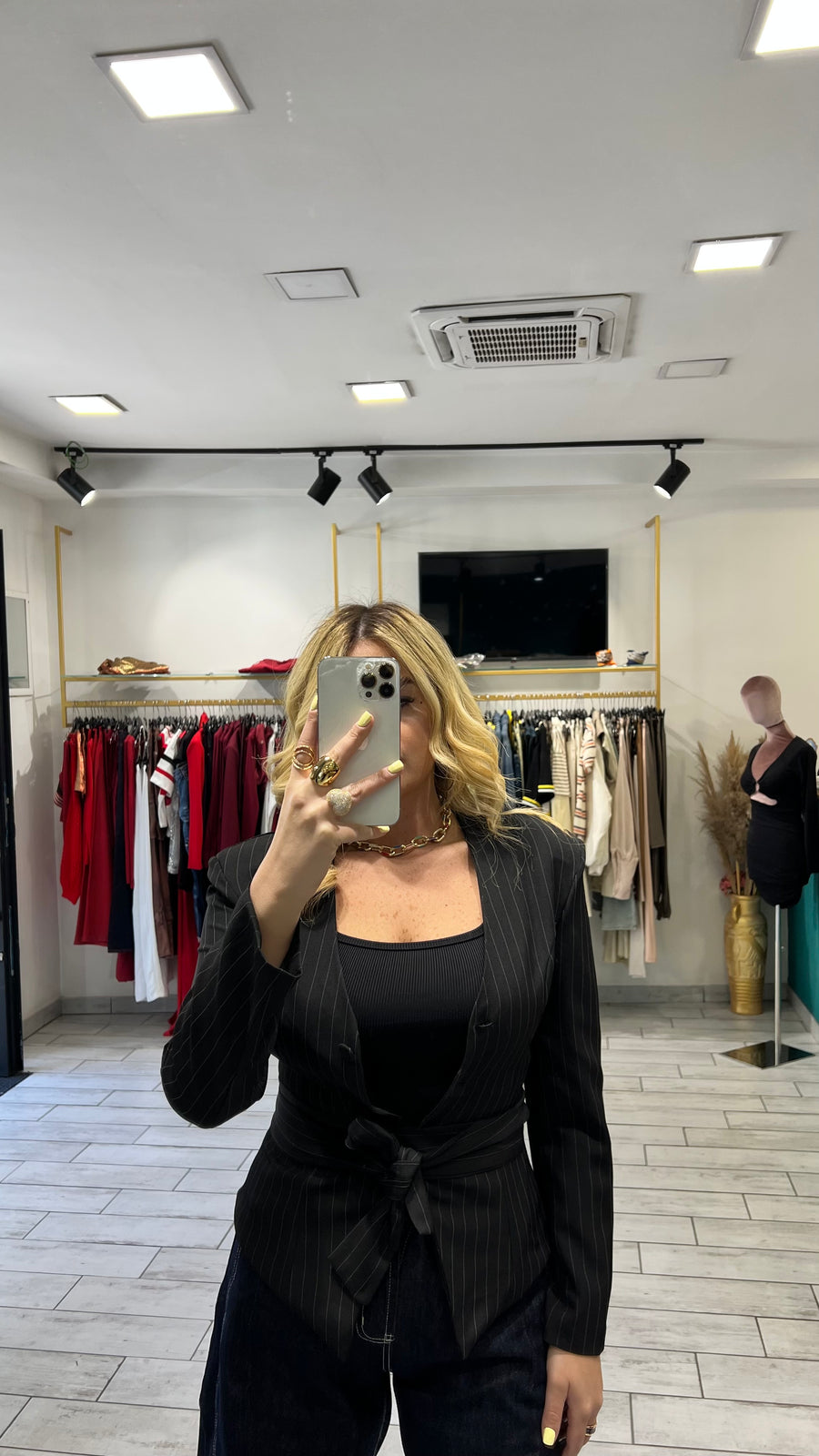 Blazer Steffy Gessato Nero