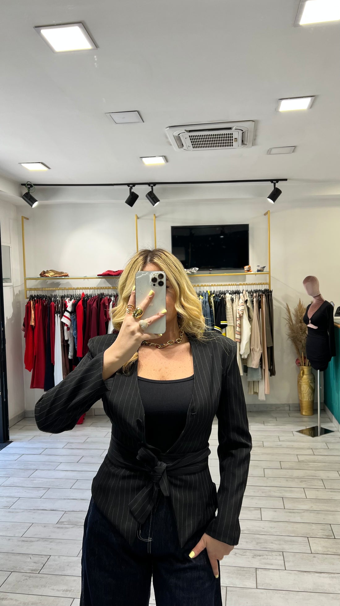 Blazer Steffy Gessato Nero