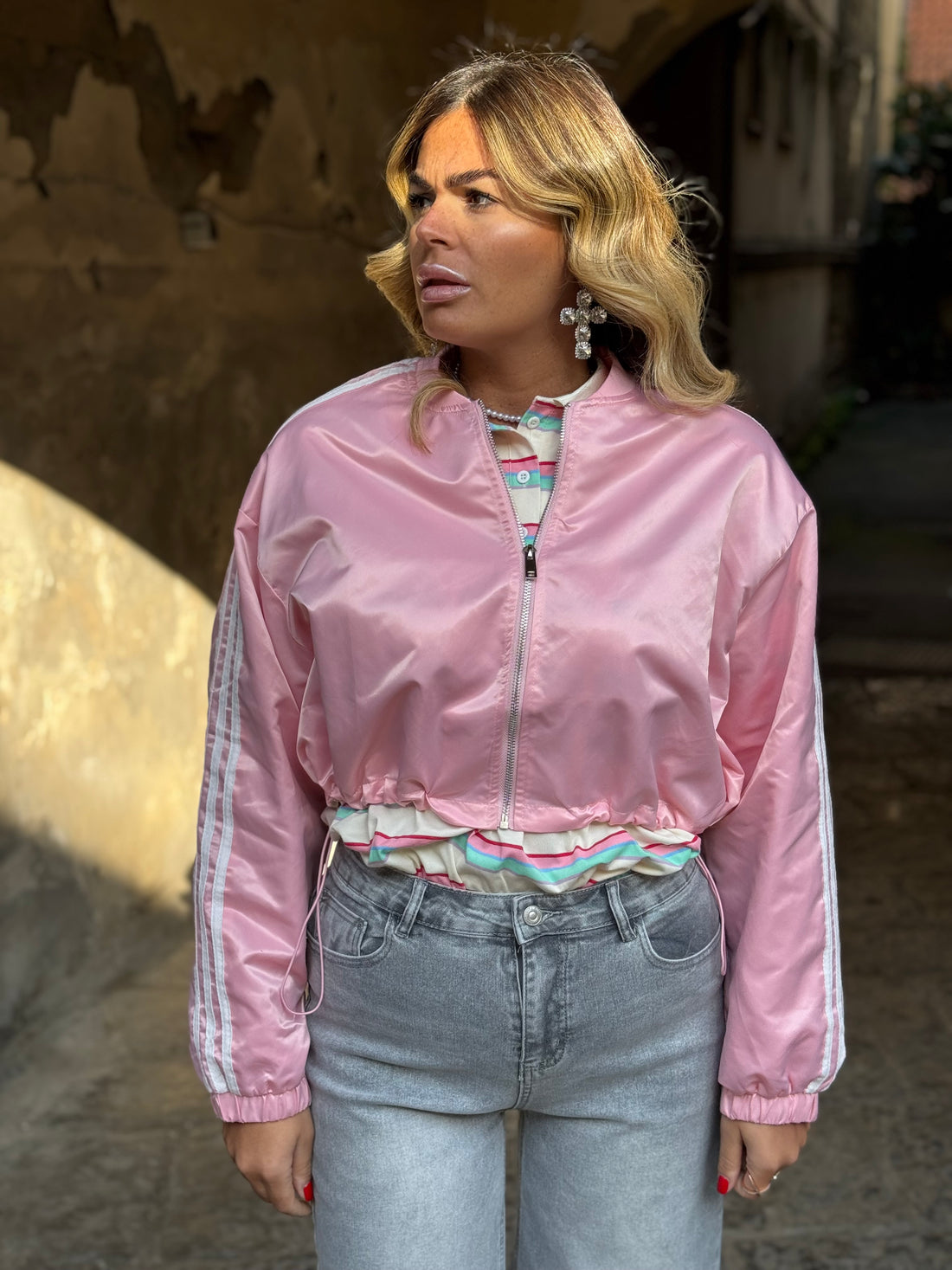 Giubbino Stripes Rosa