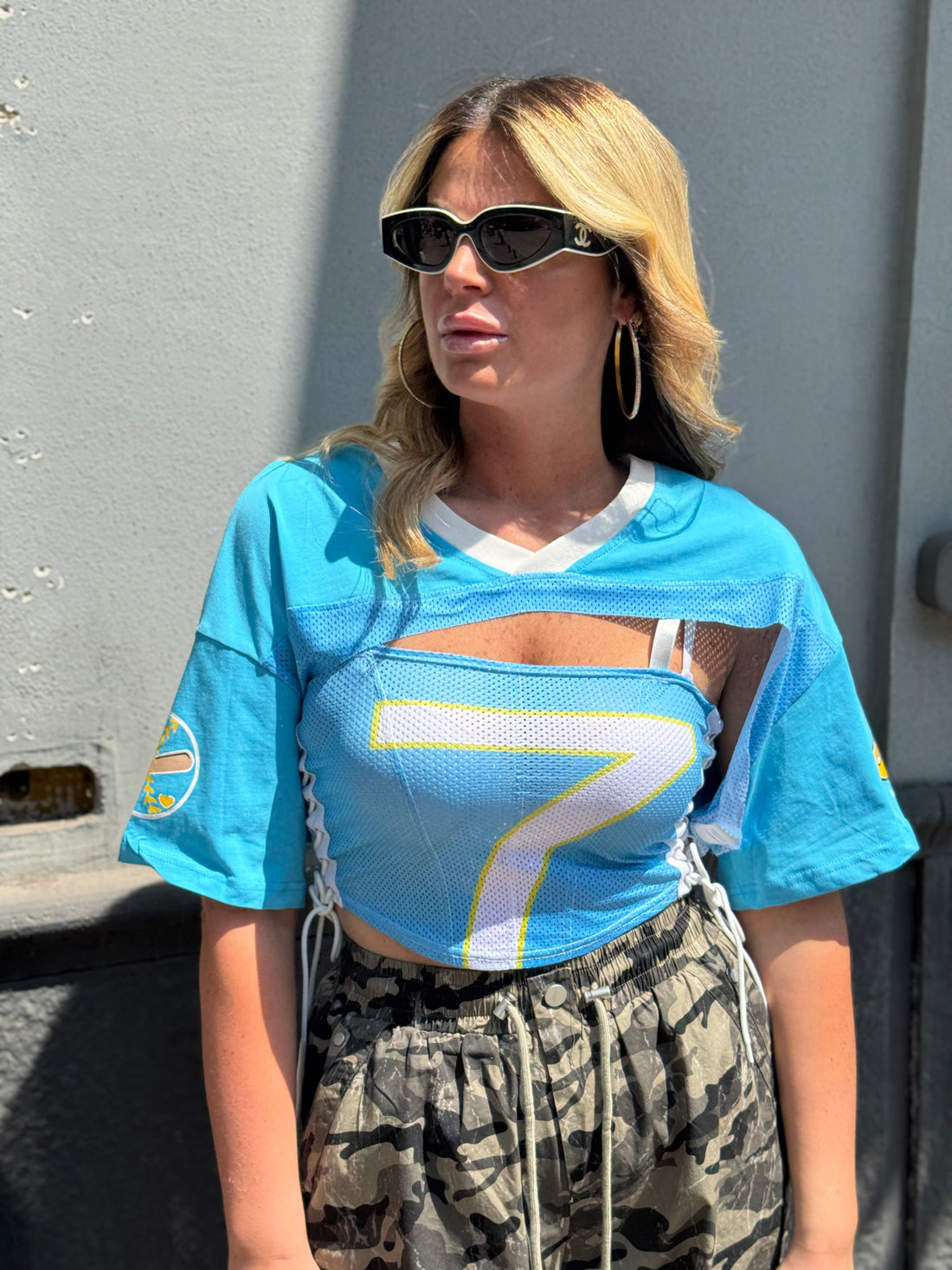 Top Lea con coprispalle Azzurro